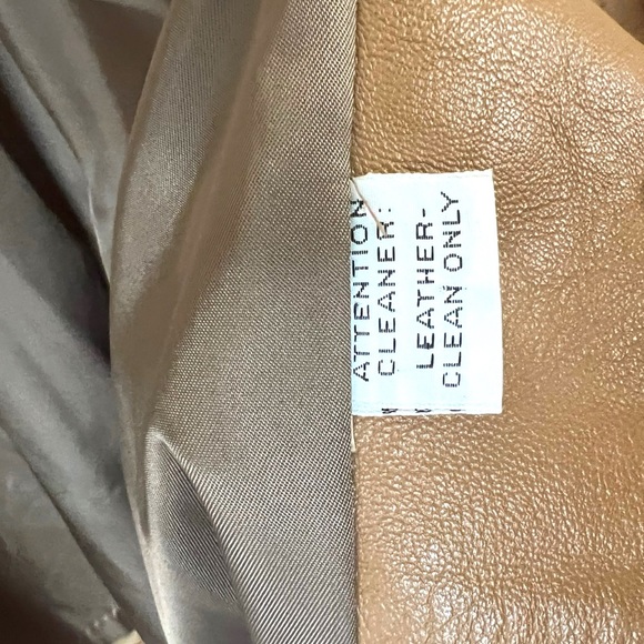 70s vintage genuine leather jacket light brown long coat trench large oversized - Picture 9 of 11